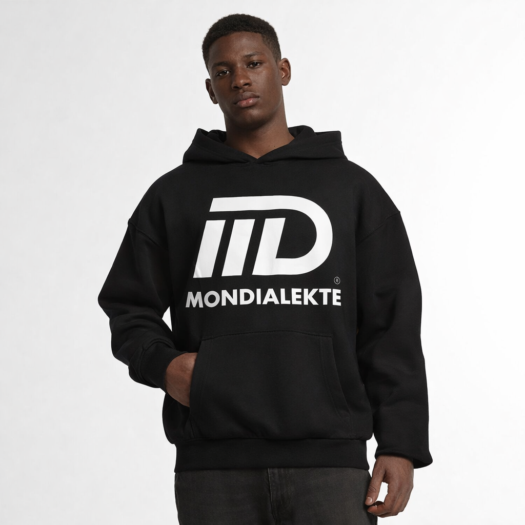 Hoodie Mondialekte logo signature face – couleur Black