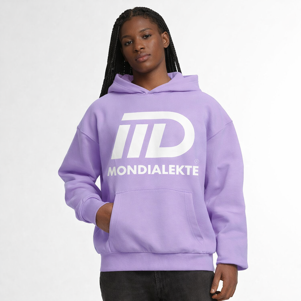 Hoodie Mondialekte logo signature face – couleur Lilac
