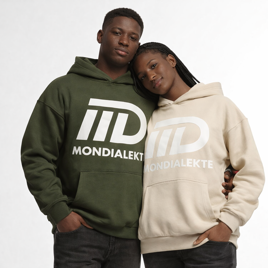 Hoodie Mondialekte logo signature face – couleur Olive&Sand
